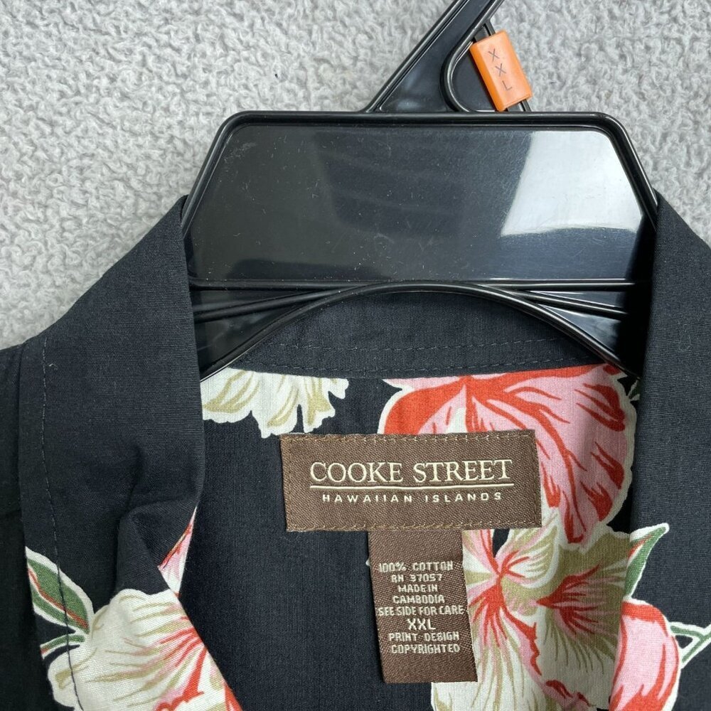 Cooke Street Men's XXL Hawaiian Floral Button Down Short Sleeve Black N0880 - Picture 5 of 8